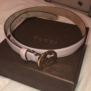 Women Gucci belt blush pink
